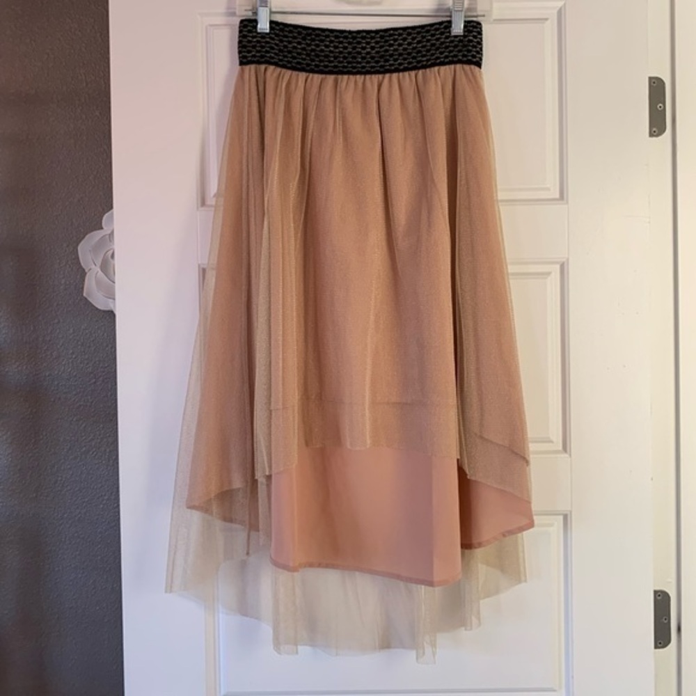 Miss Me Shimmery Tencel Asymmetrical Skirt